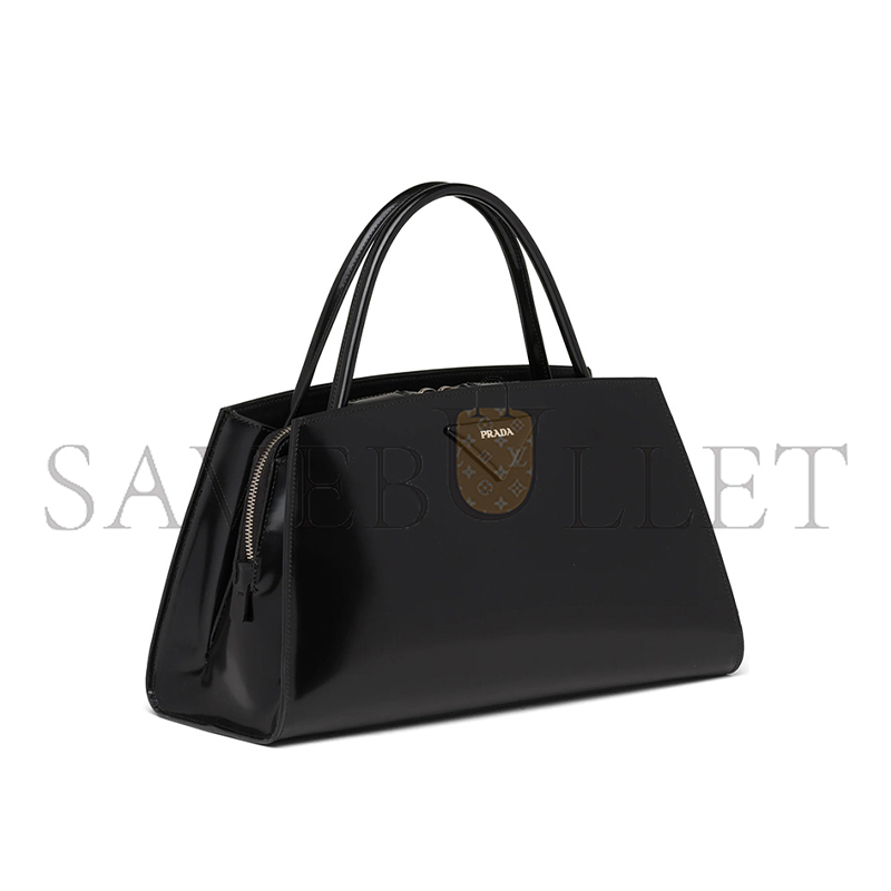 PRADA LEATHER HANDBAG WOMEN'S BLACK 1BA327 (33*18*13.5cm)